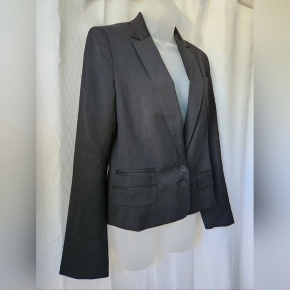 French Connection Black Virgin Wool Womens Blazer Size 4 Career Workwear - Picture 4 of 8